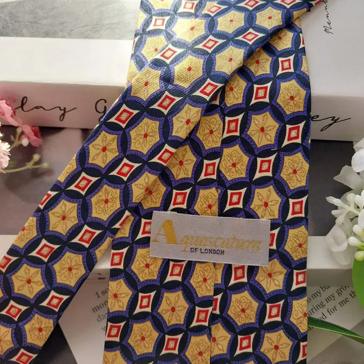 [BUNJANG] Aquascutum Geometric Pattern Silk Tie / 아쿠아스큐텀 실크 기하학 패턴 넥타이 9.2cm A+등급 K1947