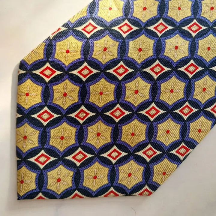 [BUNJANG] Aquascutum Geometric Pattern Silk Tie / 아쿠아스큐텀 실크 기하학 패턴 넥타이 9.2cm A+등급 K1947