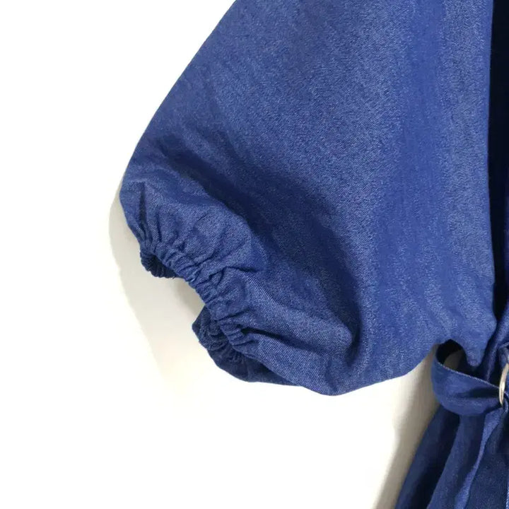 [BUNJANG] Puff Sleeve Denim Jumpsuit / 퍼프소매 데님 점프수트 F_S0265