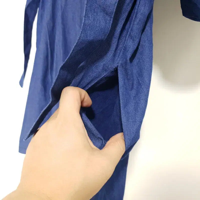 [BUNJANG] Puff Sleeve Denim Jumpsuit / 퍼프소매 데님 점프수트 F_S0265