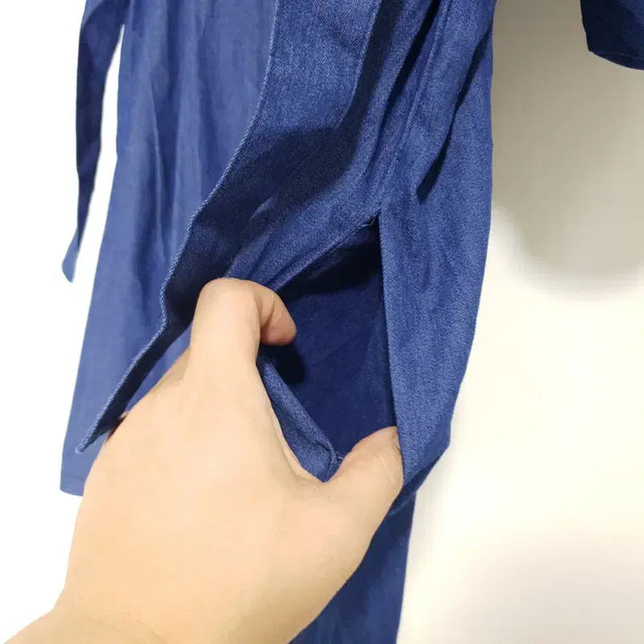 [BUNJANG] Puff Sleeve Denim Jumpsuit / 퍼프소매 데님 점프수트 F_S0265