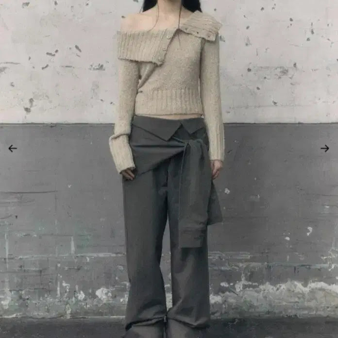 [BUNJANG] Bohemian Seoul Off-Shoulder Oatmeal Top / 보헤미안서울 오프숄더 오트밀