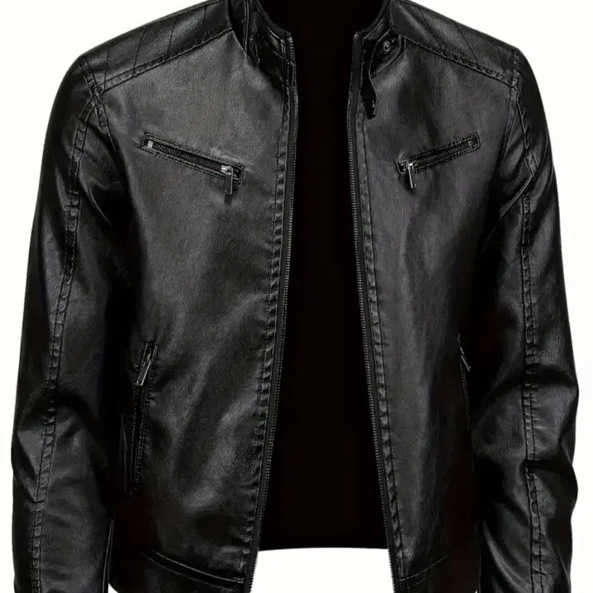 [BUNJANG] Black Leather Rider Jacket - Men&