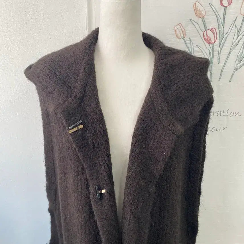 [BUNJANG] System Black Long Knit Vest Cardigan / 시스템 블랙 롱 니트 조끼 가디건