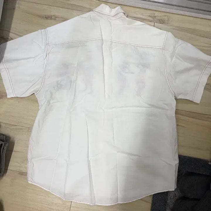 [BUNJANG] White Embroidered Short-Sleeve Shirt / 화이트 자수 반팔 남방 셔츠