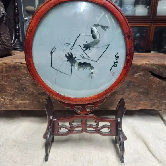 [BUNJANG] Zibei Art Embroidery Wooden Craft / 제백석 그림(수예)화류목 공예품