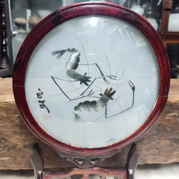[BUNJANG] Zibei Art Embroidery Wooden Craft / 제백석 그림(수예)화류목 공예품
