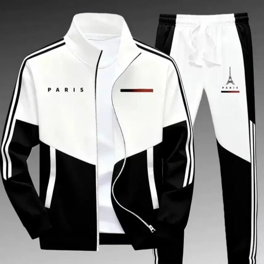 [BUNJANG] Paris Track Suit Set Black/White / 파리 트랙 수트 세트 블랙/화이트