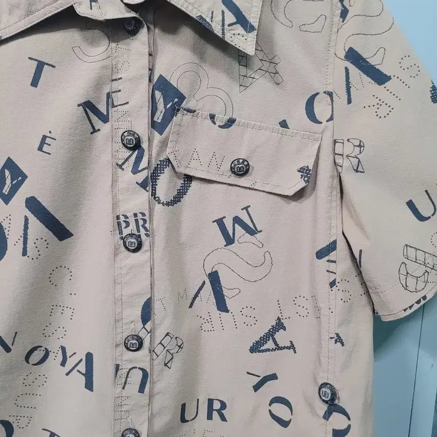 [BUNJANG] MINE Nylon Lettering Short-Sleeved Shirt Jacket / 한섬 MINE 마인 나일론 레터링 반팔 셔츠 자켓 FREE