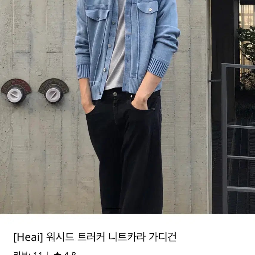 [BUNJANG] Heai Washed Knit Collar Cardigan / Heai 워시드 니트카라 가디건 (택O)