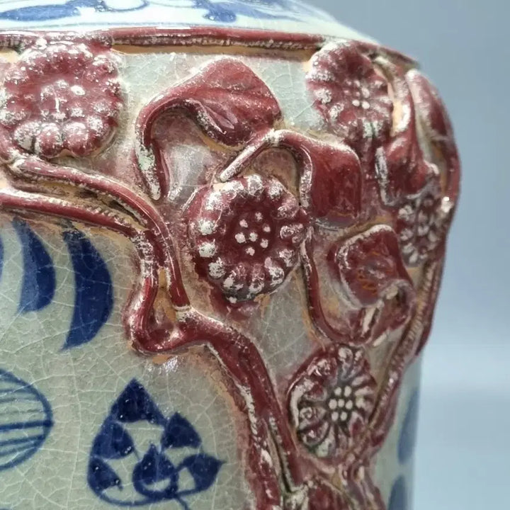 [BUNJANG] Antique Celadon Porcelain Ewer / 골동 청화유리홍 수초어문 첩화 주자. 고36