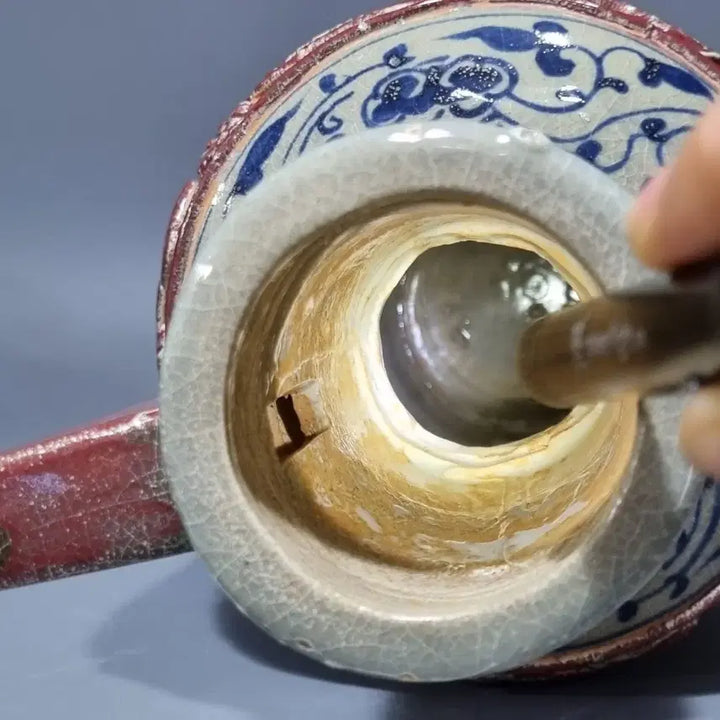 [BUNJANG] Antique Celadon Porcelain Ewer / 골동 청화유리홍 수초어문 첩화 주자. 고36