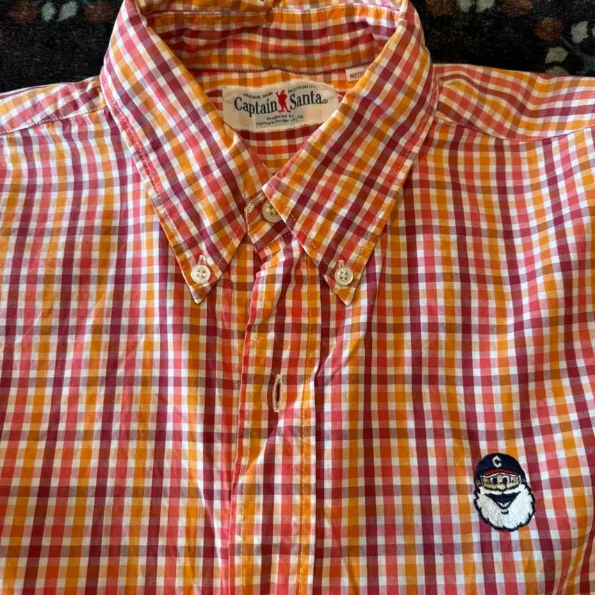 [BUNJANG] Captain Santa Checkered Long Sleeve Shirt / 캡틴산타 긴팔 체크셔츠
