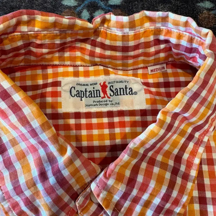 [BUNJANG] Captain Santa Checkered Long Sleeve Shirt / 캡틴산타 긴팔 체크셔츠