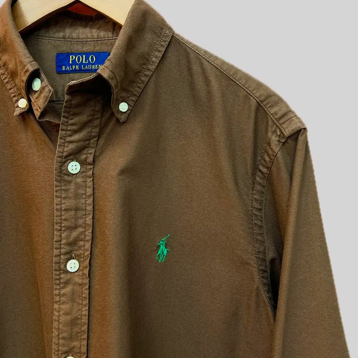 [BUNJANG] Polo Ralph Lauren Classic Fit Choco Brown Garment Dyed Oxford Shirt / [S등급 커슬M] 폴로랄프로렌 클래식핏 초코브라운 가먼트 옥스포드셔츠