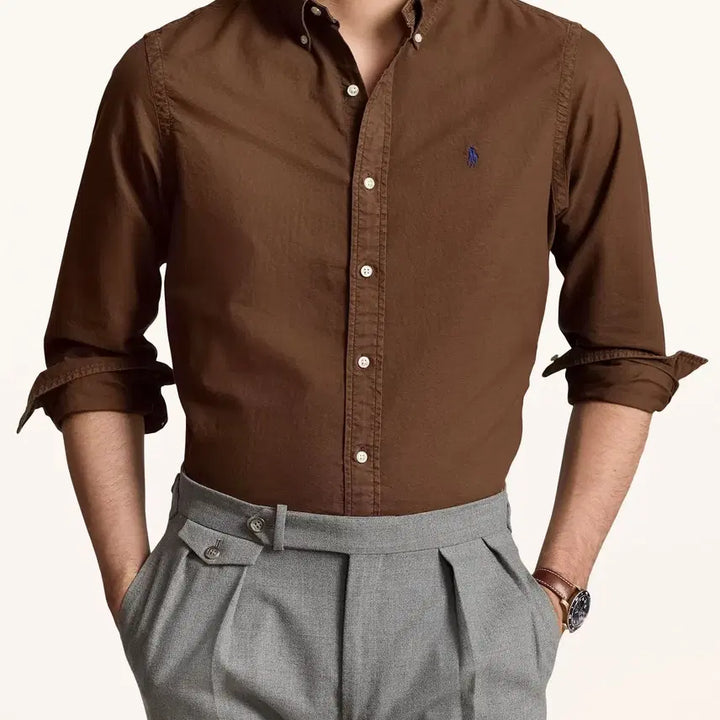 [BUNJANG] Polo Ralph Lauren Classic Fit Choco Brown Garment Dyed Oxford Shirt / [S등급 커슬M] 폴로랄프로렌 클래식핏 초코브라운 가먼트 옥스포드셔츠