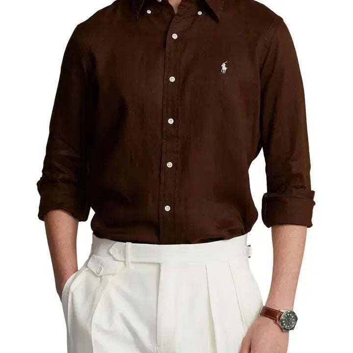[BUNJANG] Polo Ralph Lauren Classic Fit Choco Brown Garment Dyed Oxford Shirt / [S등급 커슬M] 폴로랄프로렌 클래식핏 초코브라운 가먼트 옥스포드셔츠