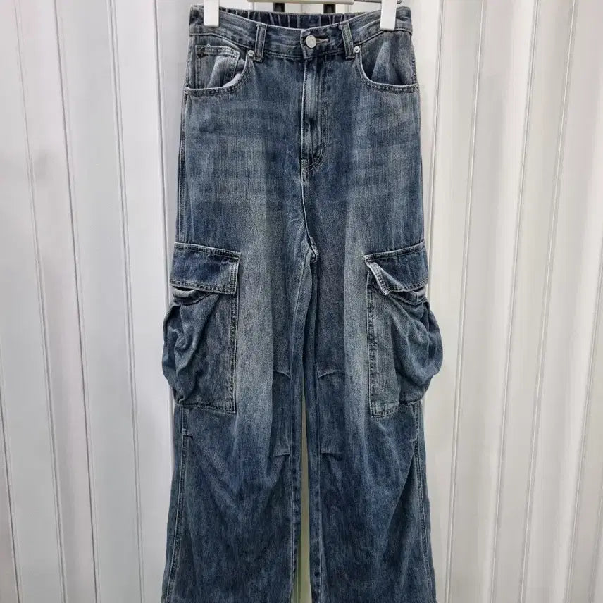 [BUNJANG] 8 Seconds Cargo Wide Denim Pants / 에잇세컨즈 청바지 데님 카고 와이드 팬츠