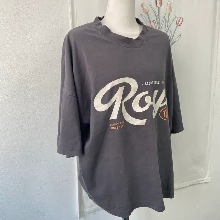 [BUNJANG] Misense Roys Charcoal Printed Short Sleeve T-shirt / 미센스 Roys 프린팅 반팔 티셔츠 차콜
