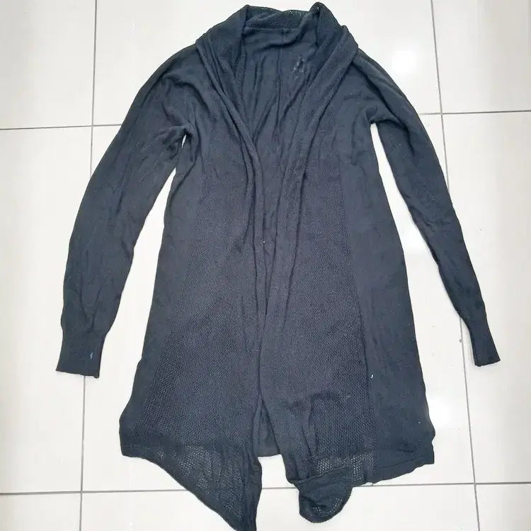 [BUNJANG] Black Open Long Cardigan / 여밈없는 오픈형 검정색 롱가디건 얇은니트소재 중고