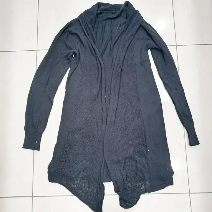 [BUNJANG] Black Open Long Cardigan / 여밈없는 오픈형 검정색 롱가디건 얇은니트소재 중고