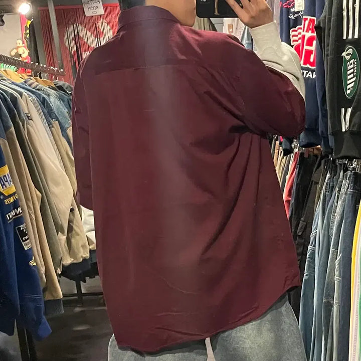 [BUNJANG] Carhartt Burgundy Short Sleeve Shirt / [IM] carhartt 칼하트 버건디 반팔셔츠