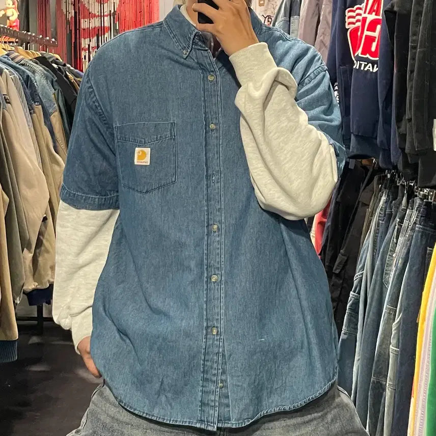 [SOLD OUT] [IM] carhartt 칼하트 데님 반팔셔츠