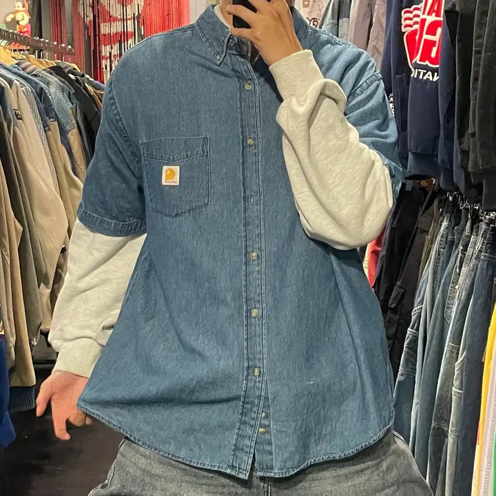 [SOLD OUT] [IM] carhartt 칼하트 데님 반팔셔츠
