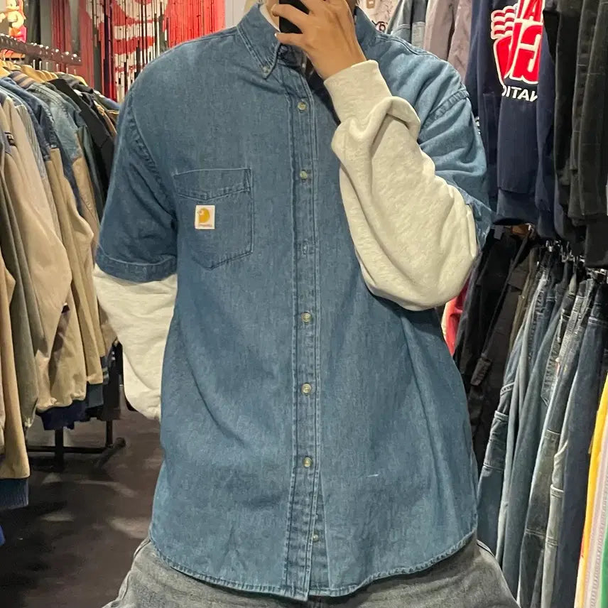 [SOLD OUT] [IM] carhartt 칼하트 데님 반팔셔츠