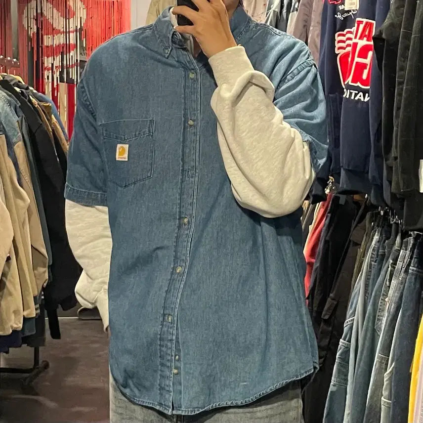 [SOLD OUT] [IM] carhartt 칼하트 데님 반팔셔츠