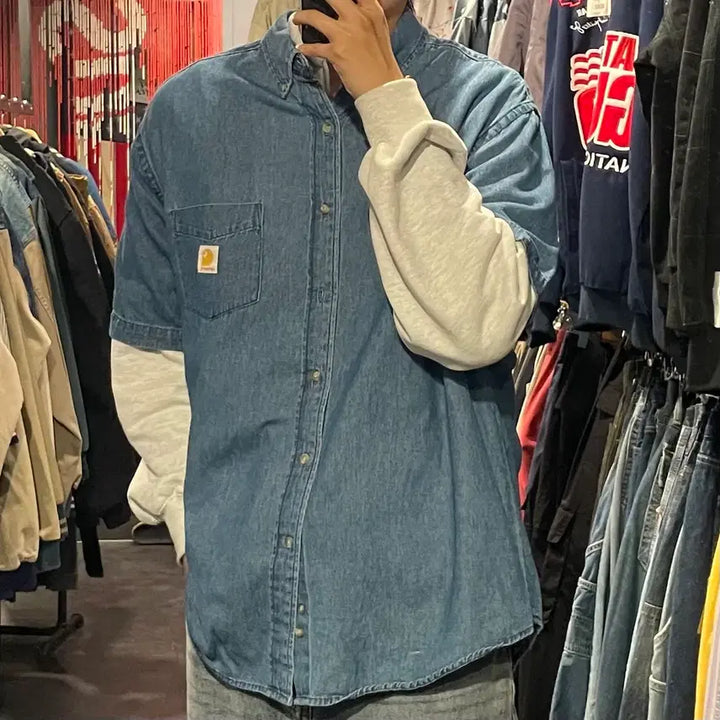 [SOLD OUT] [IM] carhartt 칼하트 데님 반팔셔츠