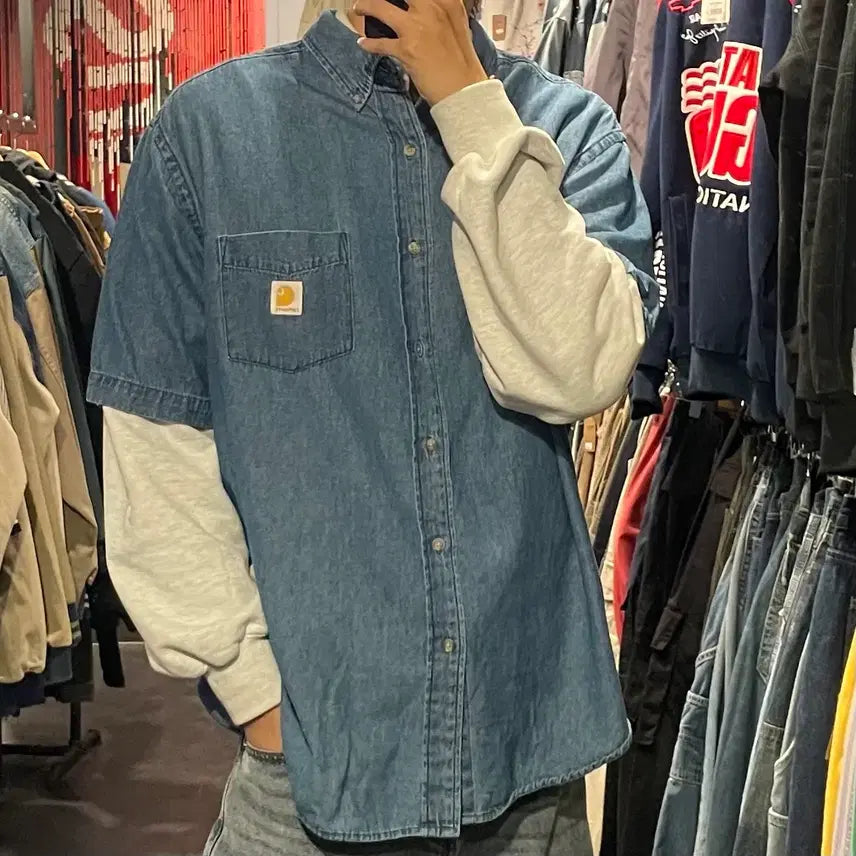 [SOLD OUT] [IM] carhartt 칼하트 데님 반팔셔츠