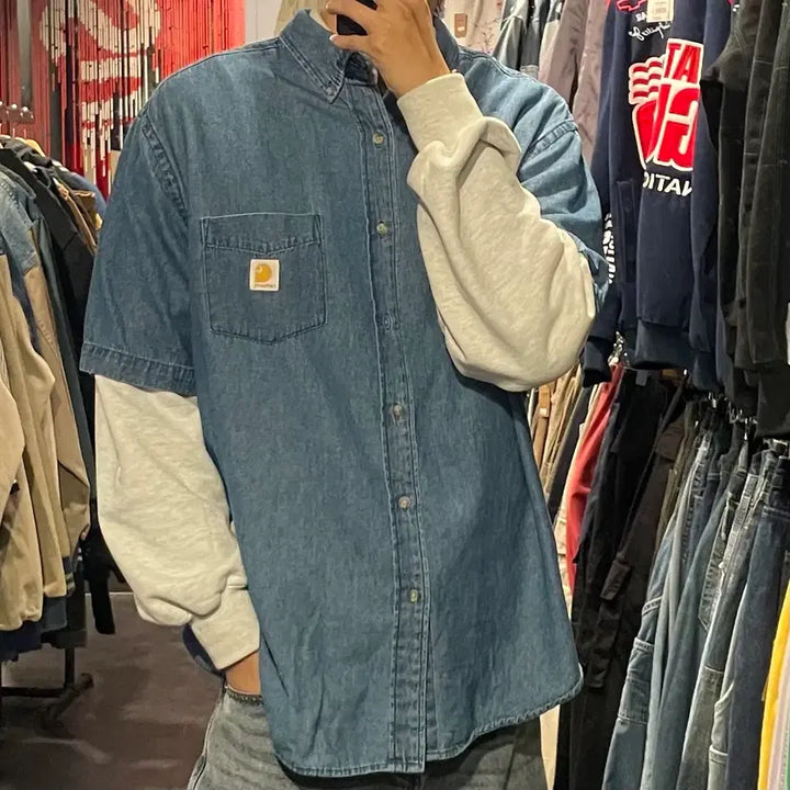 [SOLD OUT] [IM] carhartt 칼하트 데님 반팔셔츠
