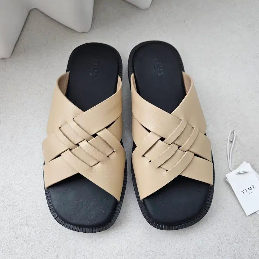 [BUNJANG] Time Homme Leather Slippers / 타임옴므 슬리퍼