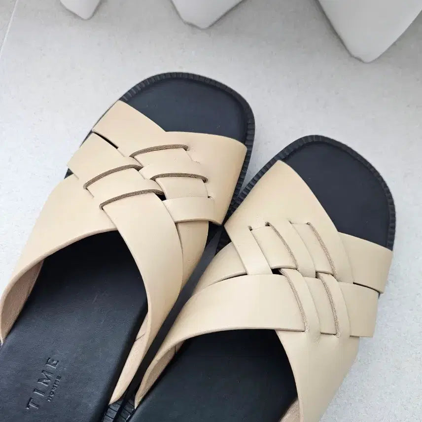 [BUNJANG] Time Homme Leather Slippers / 타임옴므 슬리퍼