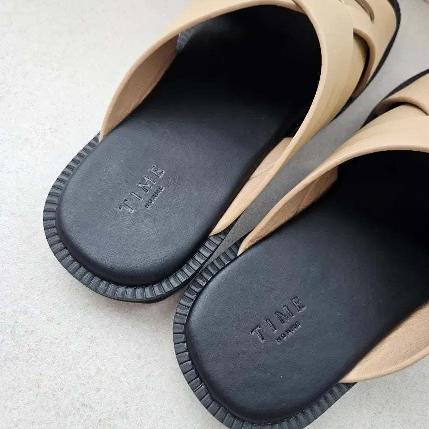 [BUNJANG] Time Homme Leather Slippers / 타임옴므 슬리퍼