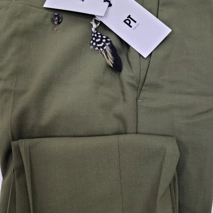 [BUNJANG] pt01 Virgin Wool Feather Slacks Khaki / pt01 버진울 깃털 슬랙스 카키 미사용 사이즈50