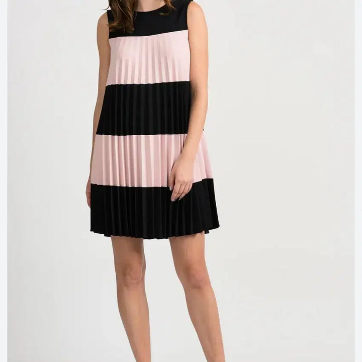 [BUNJANG] Joseph Ribkoff Pleated Mini Dress / 조셉 리브코프 블랙 핑크 플리츠 미니 원피스