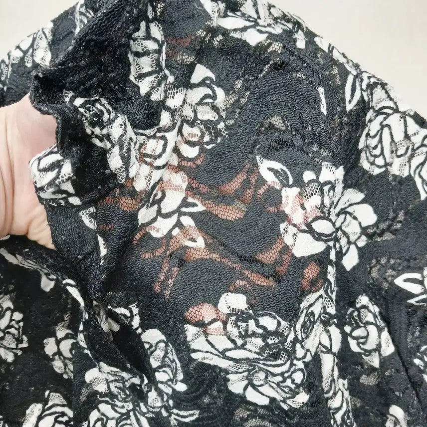 [BUNJANG] Floral Print Sheer Long Jacket / 시스루 남방형 얇은 단추여밈 롱원피스형 자켓 중고 플라워프린트 꽃무늬비침