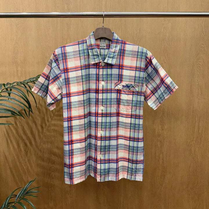 [BUNJANG] Moschino Chip &amp; Chic Checkered Short Sleeve Cotton Shirt / 모스키노 칩앤시크 체크 반팔 코튼 셔츠 언더웨어 라인 멀티 컬러