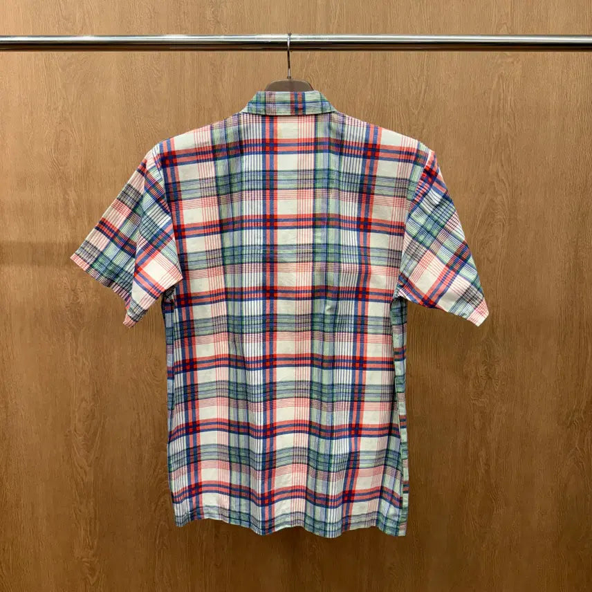[BUNJANG] Moschino Chip &amp; Chic Checkered Short Sleeve Cotton Shirt / 모스키노 칩앤시크 체크 반팔 코튼 셔츠 언더웨어 라인 멀티 컬러