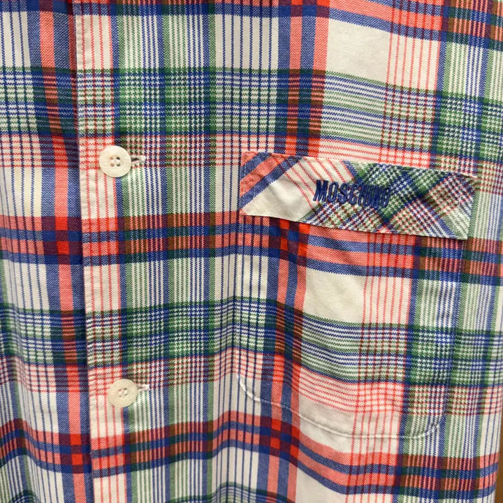 [BUNJANG] Moschino Chip &amp; Chic Checkered Short Sleeve Cotton Shirt / 모스키노 칩앤시크 체크 반팔 코튼 셔츠 언더웨어 라인 멀티 컬러