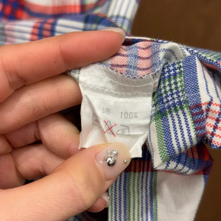[BUNJANG] Moschino Chip &amp; Chic Checkered Short Sleeve Cotton Shirt / 모스키노 칩앤시크 체크 반팔 코튼 셔츠 언더웨어 라인 멀티 컬러