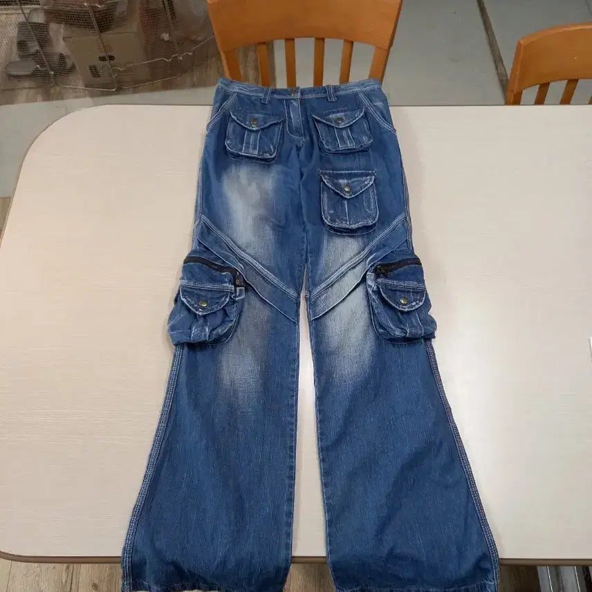 [BUNJANG] KOREA Pocket Cargo Flare Denim Jeans / 27 KOREA 포켓 카고 플레어데님 27-618