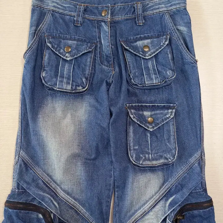 [BUNJANG] KOREA Pocket Cargo Flare Denim Jeans / 27 KOREA 포켓 카고 플레어데님 27-618