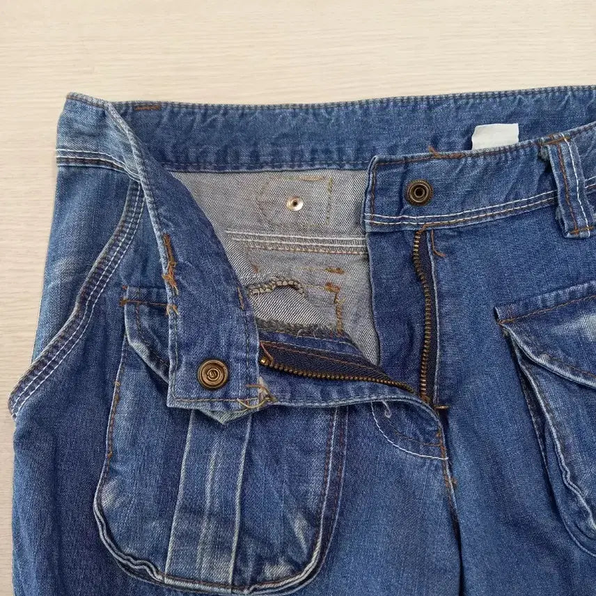 [BUNJANG] KOREA Pocket Cargo Flare Denim Jeans / 27 KOREA 포켓 카고 플레어데님 27-618