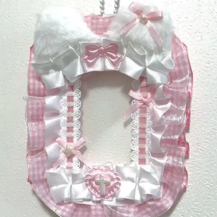 [BUNJANG] My Melody Pink Cat Photocard Holder Toploader / 마이멜로디 핑크 고양이 포카 홀더 탑꾸 레이스 리본탑로더