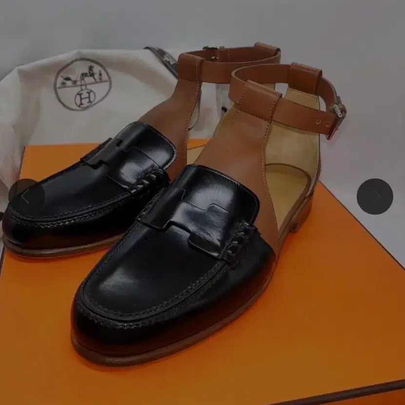 [BUNJANG] Hermès Sandals Loafers Black/Brown 36 Full Set / 정품) 에르메스 샌들 로퍼 슈즈 블랙/브라운 36 박스풀세트