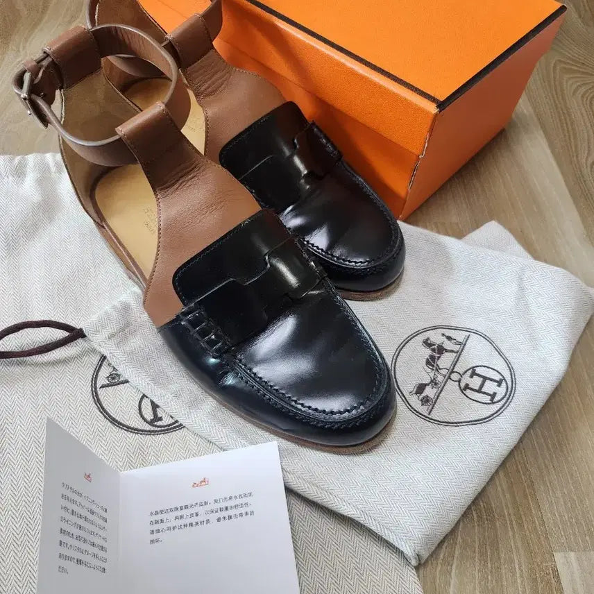 [BUNJANG] Hermès Sandals Loafers Black/Brown 36 Full Set / 정품) 에르메스 샌들 로퍼 슈즈 블랙/브라운 36 박스풀세트