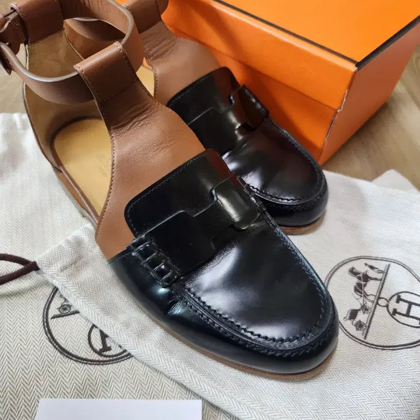 [BUNJANG] Hermès Sandals Loafers Black/Brown 36 Full Set / 정품) 에르메스 샌들 로퍼 슈즈 블랙/브라운 36 박스풀세트